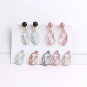 100pCs Hollow Out Human Face Rubber Enamel Alloy Charms 11*21MM