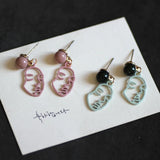 100pCs Hollow Out Human Face Rubber Enamel Alloy Charms 11*21MM