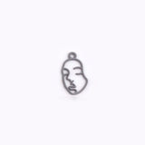 100pCs Hollow Out Human Face Rubber Enamel Alloy Charms 11*21MM