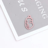 100pCs Hollow Out Human Face Rubber Enamel Alloy Charms 11*21MM