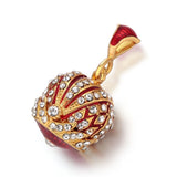 Vintage Egg Crown Pendant Charm Necklace with Rhinestones