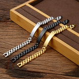 HouWu 316 Stainless Steel Engraved Letter Logo Name Watchband Bracelet