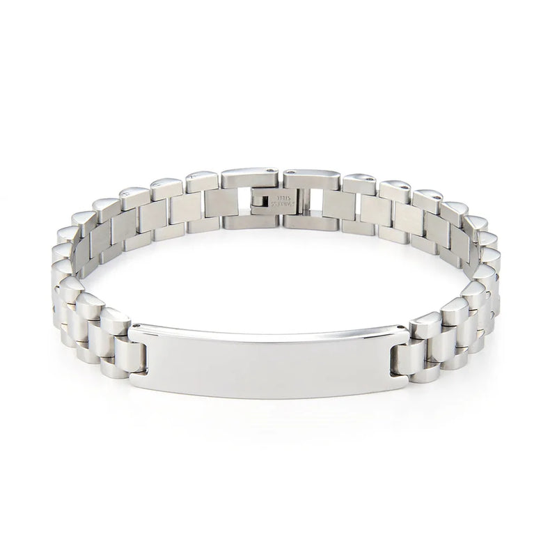HouWu 316 Stainless Steel Engraved Letter Logo Name Watchband Bracelet
