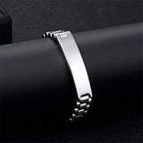 HouWu 316 Stainless Steel Engraved Letter Logo Name Watchband Bracelet