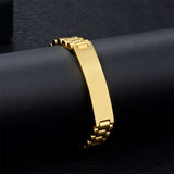 HouWu 316 Stainless Steel Engraved Letter Logo Name Watchband Bracelet