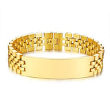 HouWu 316 Stainless Steel Engraved Letter Logo Name Watchband Bracelet
