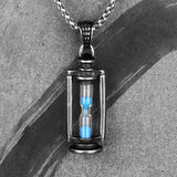 Hourglass Retro Men's Long Necklaces Pendants Chain Punk Hip Hop Stainless Steel
