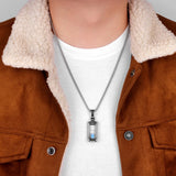 Hourglass Retro Men's Long Necklaces Pendants Chain Punk Hip Hop Stainless Steel