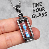 Hourglass Retro Men's Long Necklaces Pendants Chain Punk Hip Hop Stainless Steel