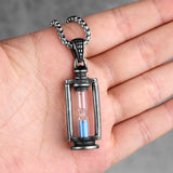 Hourglass Retro Men's Long Necklaces Pendants Chain Punk Hip Hop Stainless Steel