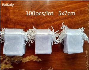 100pcs 5x7cm Small Organza Bags Wedding Party Christmas Gift Bag