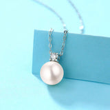 Moissanite Pearl Pendant Necklace 925 Sterling Silver Wedding Fine Jewelry