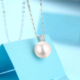 Moissanite Pearl Pendant Necklace 925 Sterling Silver Wedding Fine Jewelry