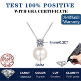 Moissanite Pearl Pendant Necklace 925 Sterling Silver Wedding Fine Jewelry