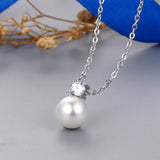 Moissanite Pearl Pendant Necklace 925 Sterling Silver Wedding Fine Jewelry