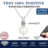 Freshwater Pearl Moissanite Pandent Necklace 925 Sterling Silver Sparkling