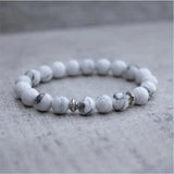 Howlite Bracelet Tibetan Silver Stretch Natural Stone Beads Wrist
