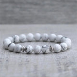 Howlite Bracelet Tibetan Silver Stretch Natural Stone Beads Wrist