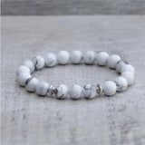 Howlite Bracelet Tibetan Silver Stretch Natural Stone Beads Wrist