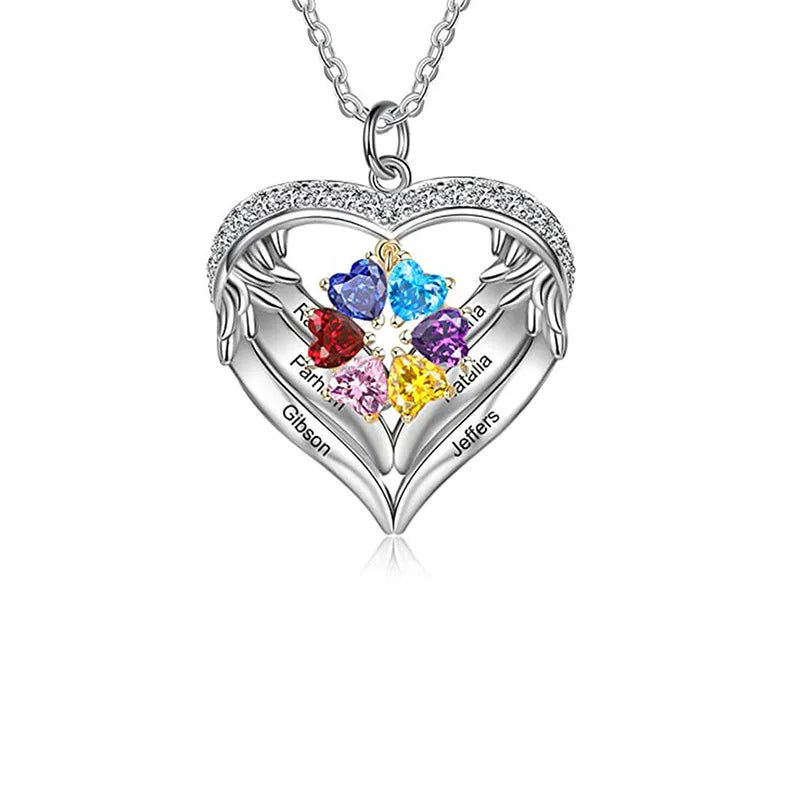 Personalized Birthstone Couple Necklaces with Engraved Names