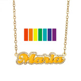 Hpxmas INS Stainless Steel Necklace DIY Name Multi-color Drip Oil Pendant
