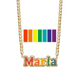 Hpxmas Drip Oil Name Necklace with Diamond Clavicle Chain