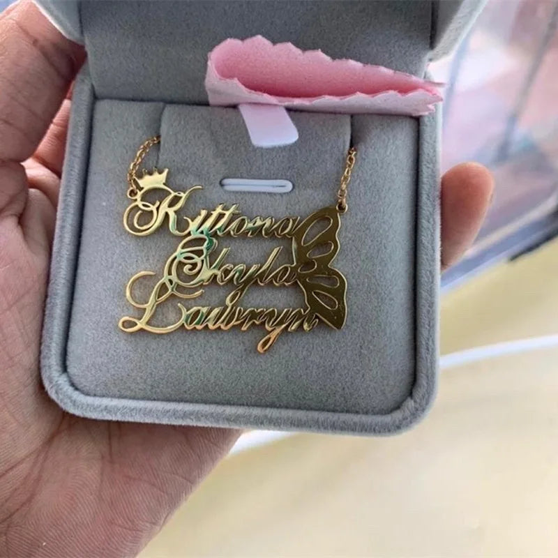 Hpxmas Double Layer Name Pendant Necklace Clavicle Chain