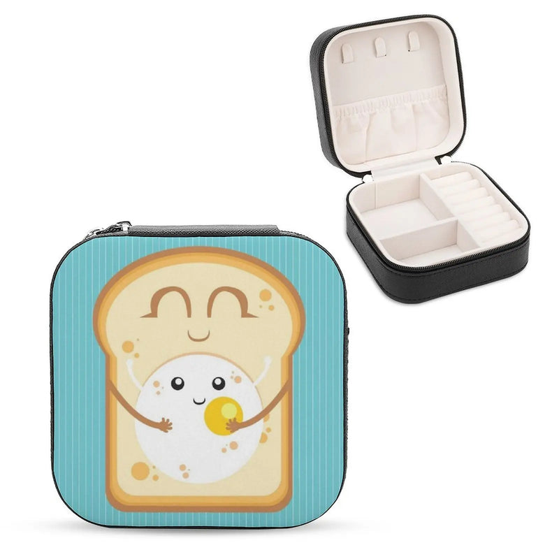 Egg Jewelry Storage Box Leather Necklace Earrings Rings Portable Bacon Food