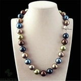 12mm Multicolor Round South Sea Shell Pearl Necklace 18'' Jewelry Wedding