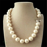 14mm South Sea Shell Pearl Round Beads Necklace 18'' Wedding Women Cultured Gift