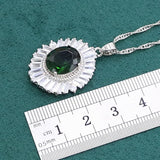 Green Emerald 925 Silver Jewelry Set for Women - Bracelet Earrings Necklace Ring