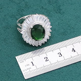 Green Emerald 925 Silver Jewelry Set for Women - Bracelet Earrings Necklace Ring