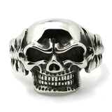 316L Stainless Steel Demon Skull Biker Bangle