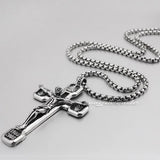 Large Cross Stainless Steel Pendant Necklace for Men