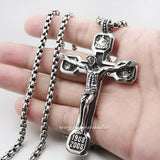 Large Cross Stainless Steel Pendant Necklace for Men