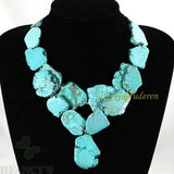 Turquoise Bib Cluster Double-Deck Necklace