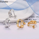 925 Silver C-Shape Zircon Stud Earrings