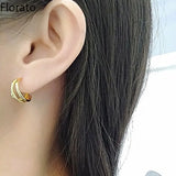 925 Silver C-Shape Zircon Stud Earrings