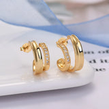 925 Silver C-Shape Zircon Stud Earrings