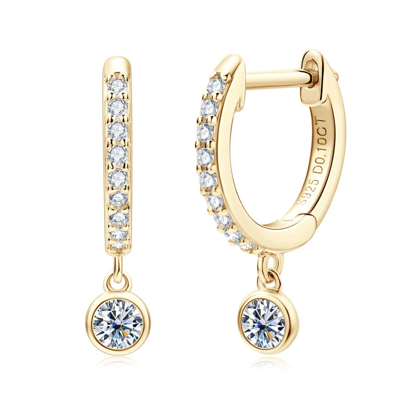 D VVS1 Moissanite Diamond Hoops Earrings 925 Silver Woman Jewelry