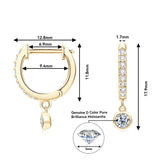 D VVS1 Moissanite Diamond Hoops Earrings 925 Silver Woman Jewelry