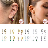 Rainbow Crystal Rectangle Zircon Water Drop Huggie Hoop Earrings