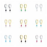Rainbow Crystal Rectangle Zircon Water Drop Huggie Hoop Earrings