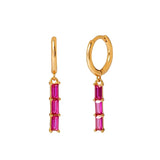 Rainbow Crystal Rectangle Zircon Water Drop Huggie Hoop Earrings