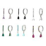 Rainbow Crystal Rectangle Zircon Water Drop Huggie Hoop Earrings