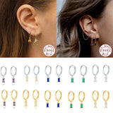 Rainbow Crystal Rectangle Zircon Water Drop Huggie Hoop Earrings