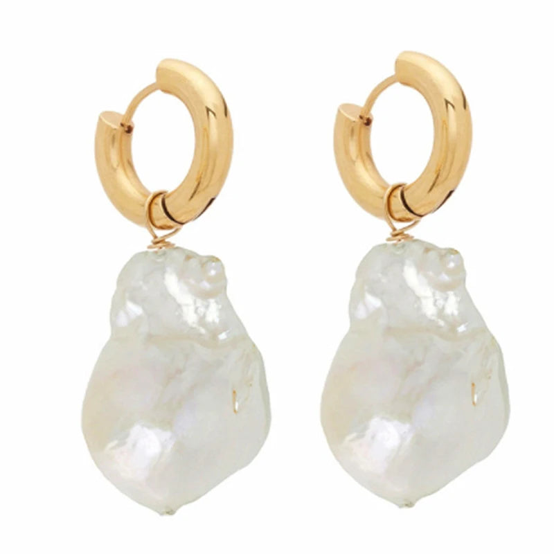 Freshwater Baroque Pearls Circle Hoop Earrings for Women