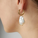 Freshwater Baroque Pearls Circle Hoop Earrings for Women