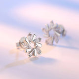 925 Silver Earrings Ice Crystal Flower Love Zircon Gemstone