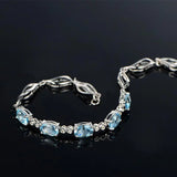 925 Silver Bracelet Sapphire Zircon Gemstone Women Wedding